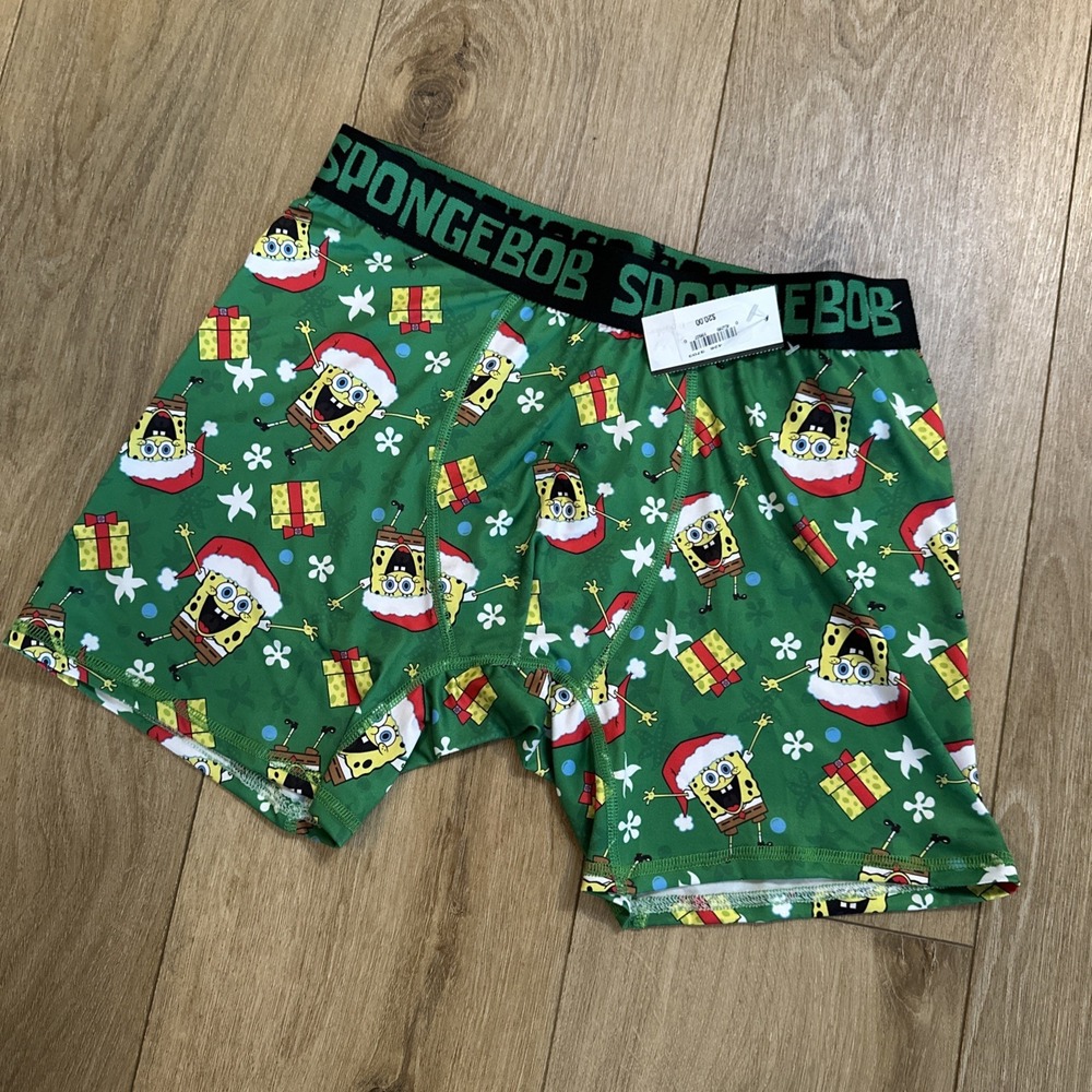 SpongeBob SquarePants Men's Holiday Santa Boxer Brief Stretch Size Large NEW